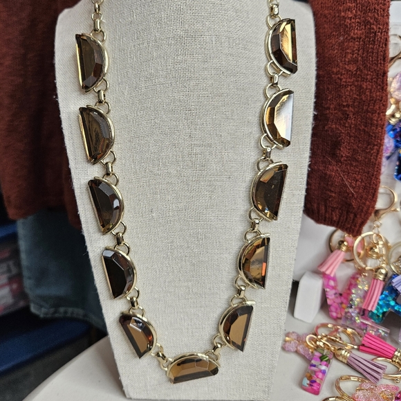Coldwater Creek Gold Tone Crescent Gem Long Necklace 32 Inches NWT - Picture 14 of 14
